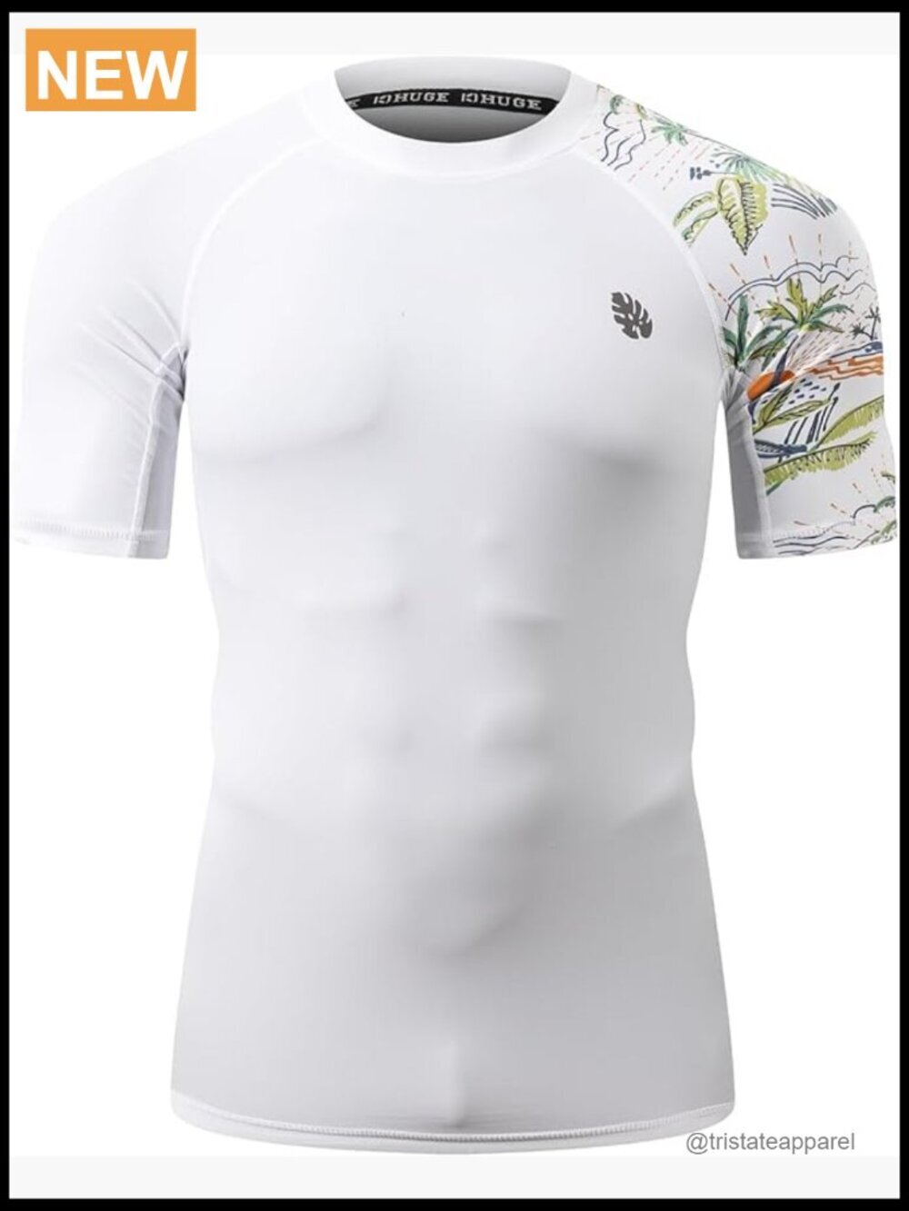 Men's Short Sleeve Rash Guard UPF 50+ Quick-Dry Compression Swim Shirt